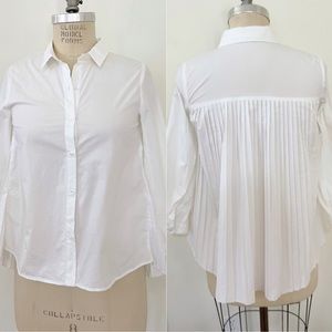 Zara White Cotton Back Pleated Long Sleeves Top